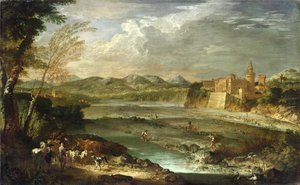 La valle del Trebbia con il castello di Rivalta, c. 1720
