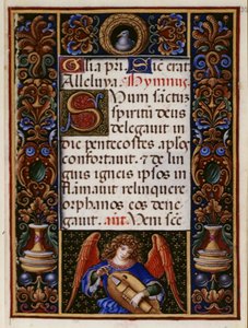 Pagina di testo con bordo decorato, da 