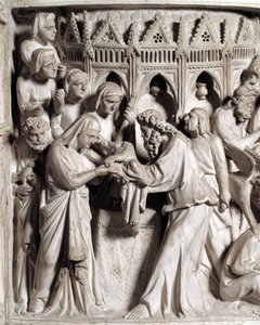 Dettaglio dei rilievi del pulpito realizzato da Giovanni Pisano: la presentazione di Gesù al tempio (dettaglio) 1302-1311 Cattedrale di Pisa, Italia da Giovanni Pisano