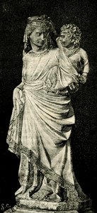 Madonna col Bambino, statua di Giovanni Pisano, Duomo di Prato, Toscana, Italia, xilografia da Le cento città d