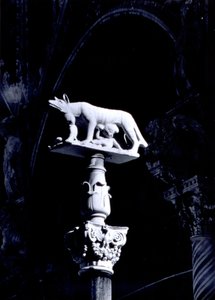 La lupa senese, con i gemelli Romolo e Remo, facciata della Piazza del Duomo da Giovanni Pisano