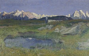 Paesaggio alpino al tramonto da Giovanni Segantini