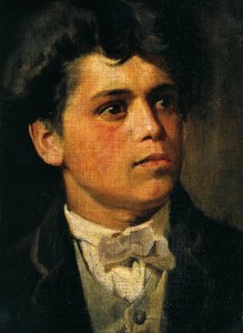 Autoritratto a 20 anni, di Giovanni Segantini (1858-1899), olio su tela, 35x26 cm