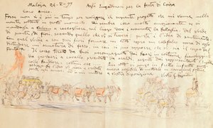 Schizzo per la processione della Festa di Calven Coira da Giovanni Segantini