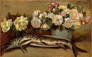 Natura morta con fiori e pesci o Luccio e rose da Giovanni Segantini