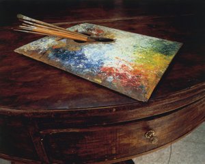 La tavolozza del pittore usata nel suo studio al Passo del Maloja, Svizzera, di Giovanni Segantini
