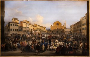 Berlingaccio in Piazza Santa Croce a Firenze da Giovanni Signorini