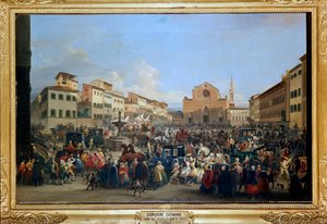 Carnevale in Piazza Santa Croce a Firenze da Giovanni Signorini