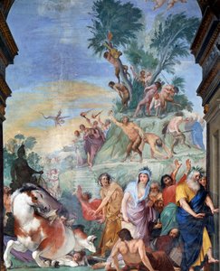 Le muse e i poeti cacciati dal Parnaso, dettaglio di affresco di Giovanni da San Giovanni, 1634-1642, Museo degli Argenti, Palazzo Pitti, Firenze da Giovanni da San Giovanni