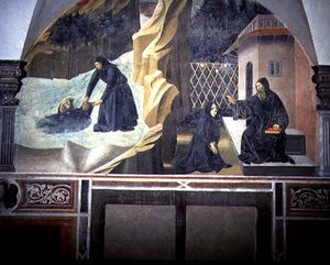 San Benedetto manda Mauro a salvare Placido che sta annegando nel lago (dettaglio) da Giovanni di Consalvo (attr. to)