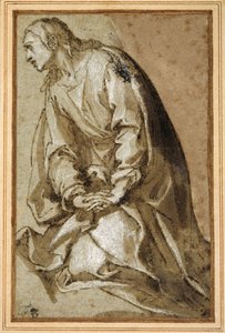 Un giovane santo in ginocchio in preghiera da Girolamo (circle of) Muziano