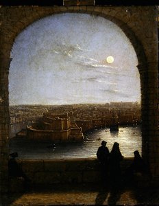 Dentro le fortificazioni, Valetta - Vista da un arco di notte da Girolamo Gianni