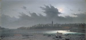 Veduta di Malta dal porto di notte, 1876 da Girolamo Gianni