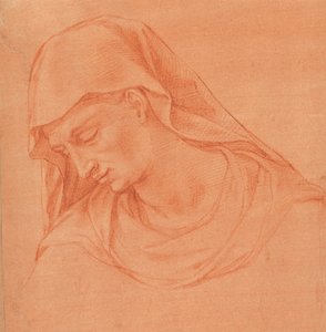 Testa di una donna in lutto di profilo a sinistra da Girolamo Macchietti