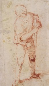 Un Uomo in Piedi che Tiene un Bastone da Girolamo Romanino