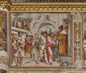 Navata centrale, quinta campata sud, Cristo davanti a Pilato, Girolamo Romanino
