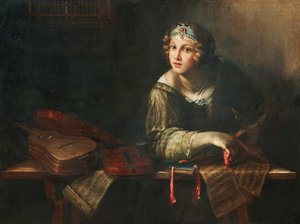 Rappresentazione allegorica con strumenti musicali e note, seconda metà del XVII secolo