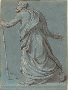 Studio di un Uomo che Cammina verso Sinistra con un Bastone da Girolamo Siciolante