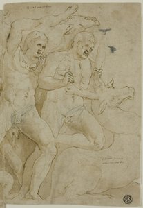 Rilievo di sarcofago antico con le fatiche di Ercole da Girolamo da Carpi
