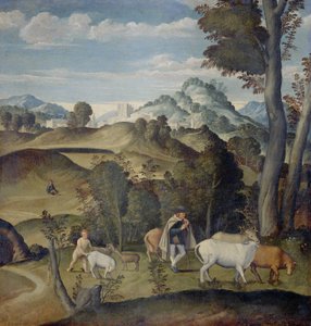 Il giovane Mercurio ruba il bestiame dal gregge di Apollo da Girolamo da Santacroce (ca.1480 1556) (attributed to)