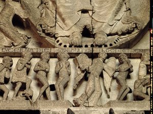 Timpano del portale ovest raffigurante il Giudizio Universale: (dettaglio)