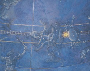 Il Percorso del Sole attraverso le stelle nella notte del 4 luglio 1442, dettaglio di Gemelli e Cancro, dal soffitto sopra l