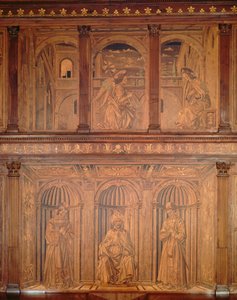 Armadi post-restauro nella Sacrestia Nord (Sacrestia delle Messe) raffiguranti l
