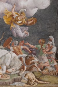 Una battaglia, (dettaglio) Il cavallo di Troia, Camera di Troia (Sala di Troia)