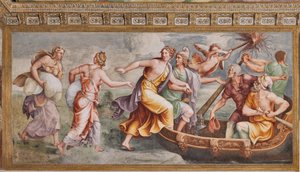 Il rapimento di Elena, il cavallo di Troia, Camera di Troia (Sala di Troia) da Giulio (and workshop) Romano