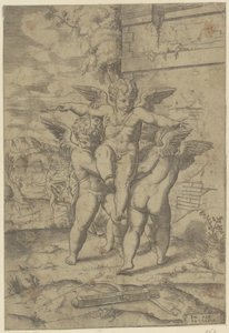 Amore e tre putti da Giulio Bonasone (attributed to)