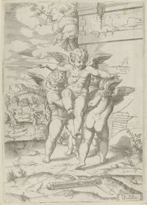 Amore e tre putti da Giulio Bonasone (attributed to)