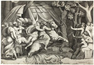 Clelia che Attraversa il Tevere da Giulio Bonasone