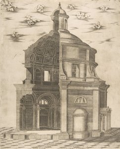 Sezione esterna e interna di un tempio a Roma dedicato a Nettuno, 1541 da Giulio Bonasone
