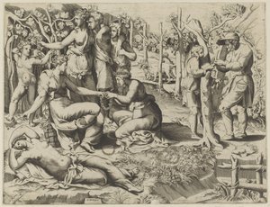 Flora dona una corona da Giulio Bonasone