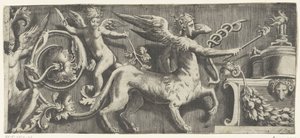 Fregio con sfinge e putto presso altare