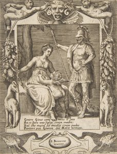 Giunone, Marte e Cupido, inseriti in una cornice elaborata, dai 
