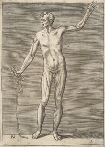 Uomo visto di fronte, con una corda nella mano destra da Giulio Bonasone