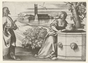Cristo in conversazione con la Samaritana al pozzo da Giulio Campagnola