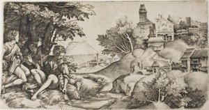 Pastori in un Paesaggio da Giulio Campagnola