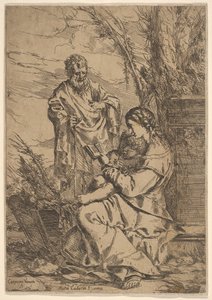 Sacra Famiglia con la Vergine che legge, la Vergine seduta di profilo con un libro nella mano sinistra..., 1640-60 da Giulio Carpioni