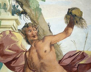 Ninfa Corsica inseguita da Satiro che le strappa la parrucca di Giulio Carpioni