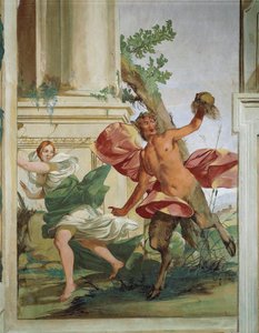 Ninfa Corsica inseguita da Satiro che le strappa la parrucca di Giulio Carpioni