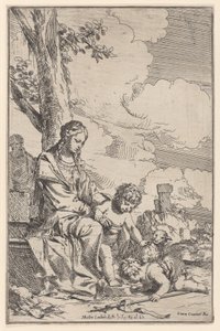 La Sacra Famiglia con il piccolo San Giovanni che bacia i piedi di Cristo da Giulio Carpioni