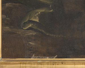 Firma, dettaglio, Madonna con Bambino e Santi Firmo e Rustico (dettaglio)