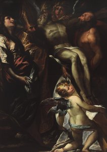 La calata della croce con i santi Maria Maddalena, Agostino, Girolamo e gli angeli