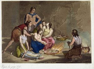 Antichi messicani che fanno il pane