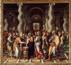 Cerimonia religiosa della circoncisione di Cristo. Dipinto di Giulio Pippi de Jannuzzi detto Giulio Romano da Giulio Romano