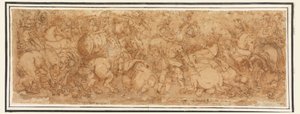 Disegno, scena di battaglia, 1524-46 da Giulio Romano
