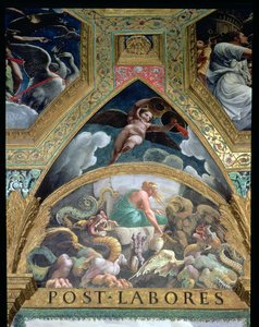 Lunetta raffigurante Psiche che affronta una prova impostale da Venere da Giulio Romano