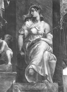 Pace seduta accanto a Papa Damaso I (c.304-384) Stanze di Raffaello (dettaglio)